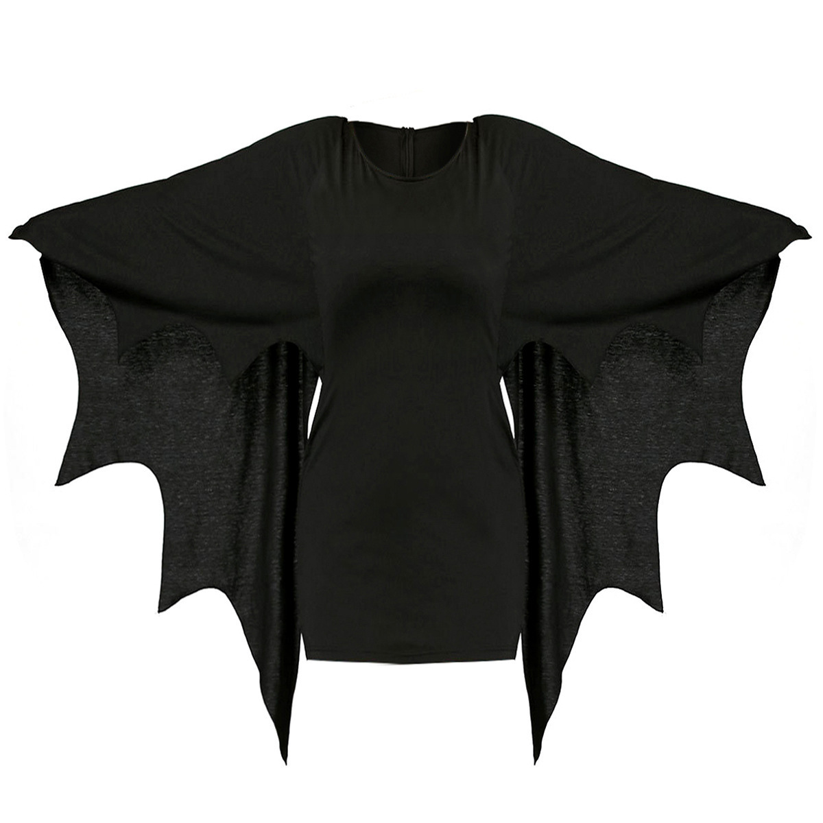 Plus Size Halloween Black Bat Wing Mini Dress Gothic Party Costume for Women